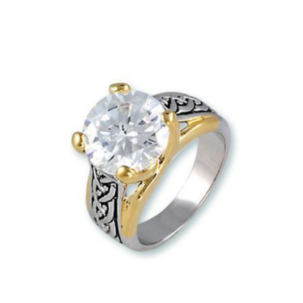 925 Silver Two Tone CZ Diamond Weave Ring